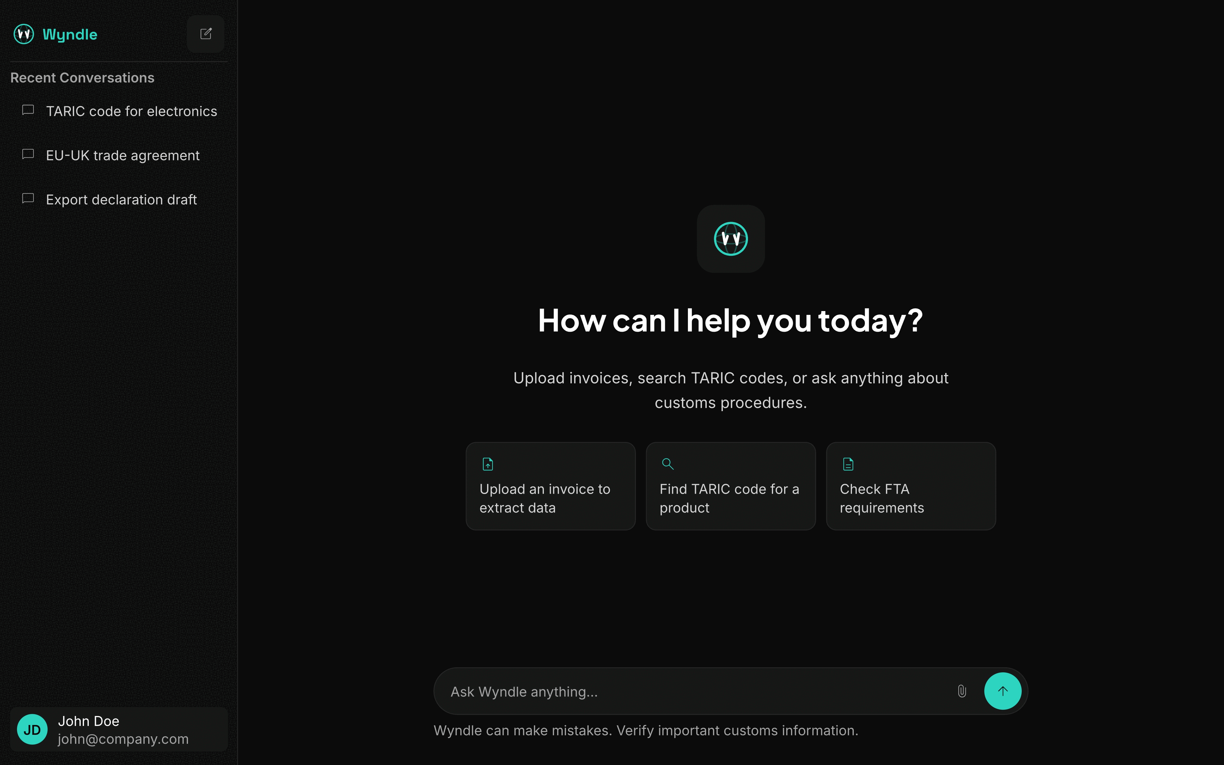 Wyndle AI Chat Demo